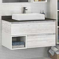 Тумба Comforty 00-00003828 Прага подвесная 90х52 см, с раковиной 78189, дуб белый/антрацит