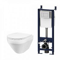 Комплект AM.PM IS301.701700 Spirit: инсталляция + клавиша белый + подвесной унитаз FlashClean + сиденье-микролифт, белый