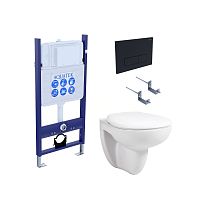 Комплект Aquatek SET Каир-14-017: рама Eco Standard INS-0000014 + крепеж KKI-0000002 + клавиша KDI-0000017 + унитаз AQ1170-00 с тонким сиденьем с механизмом плавного закрывания, белый