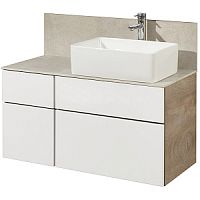 Набор Акватон 1A2441K3MIX40: тумба-умывальник 1A244101MIX40 Мишель 100, дуб эндгрейн/732700B000 раковина Мила/1A253303MIX40 столешница керамогранит