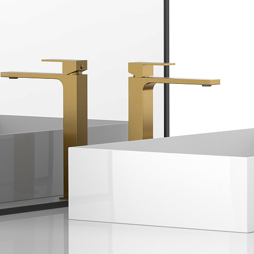 Смеситель Vincea VBF-1C02BG Cube для раковины, брашированное золото