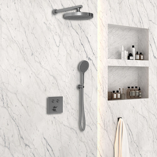 Душевой комплект Vincea VSFW-4I212GM Inspire встраиваемый, двухрежимный, вороненая сталь