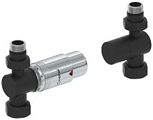 Терморегулятор Сунержа 15-1420-6203 автоматический, прямой, G 1/2" НР х G 3/4" НГ (набор), муар темный титан/хром