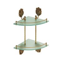 Полка Migliore 16639 Cleopatra c галереей угловая двойная, стекло матовое/бронза