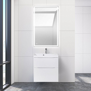 Раковина BelBagno BB600/450-LV-MR-AST из литьевого мрамора 60х45 см, белая