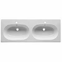 Eban FPLPK121-DB-B*2  Pink 121, двойная раковина керамическая,  121*46,5, форма: 2 больших овала, по 1 отв., цвет: белый