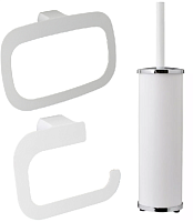 Сет № 1895 K-8360WHITE, Держатель для полотенца (White) + K-8396WHITE, Держатель туалетной бумаги (White) + K-1027WHITE, Ершик напольный, для унитаза (White)
