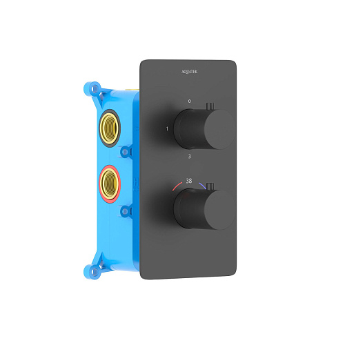 Смеситель Aquatek AQ1393MB Европа термостатический для ванны, 3 режима (внешняя и скрытая часть), черный матовый Смеситель Aquatek AQ1393MB Европа термостатический для ванны, 3 режима (внешняя и скрытая часть), черный матовый