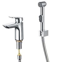 Смеситель Aquatek AQ1012CR Вега для раковины, с гигиеническим ручным душем, хром