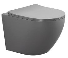 Унитаз Aquatek AQ1901-MG Европа безободковый 52.5х36 см, тонкое сиденье с механизмом плавного закрывания, серый матовый