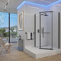 Душевой уголок Veconi RV36B-80-01-C5 Rovigo RV-36B, 80x80x195 см, профиль черный/стекло прозрачное