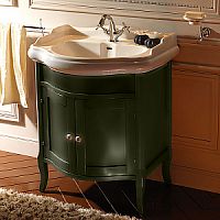 Тумба Kerasan Retro 7349 52, цвет зеленый, с закругленным фасадом, ручки: керамика, 73х50х45