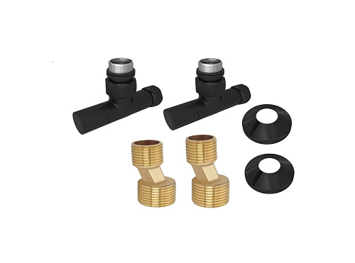 Комплект фитингов Aquatek AQ 1020BL для нижнего подключения водяных полотенцесушителей, черный муар