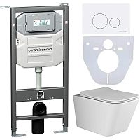 Сет 4 в 1 Ceramica Nova CN3007_1001W_1000: унитаз подвесной Metric Rimless + система инсталляции Envision + кнопка смыва Round, белый Сет 4 в 1 Ceramica Nova CN3007_1001W_1000: унитаз подвесной Metric Rimless + система инсталляции Envision + кнопка смыва Round, белый