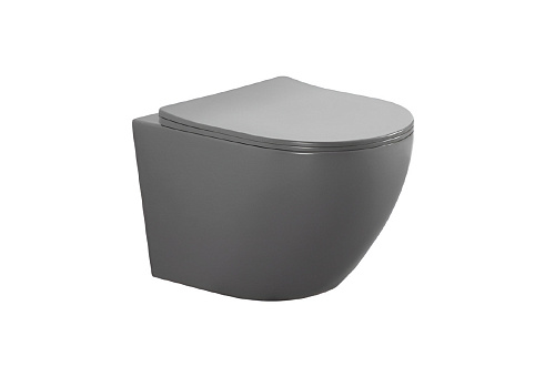 Унитаз Aquatek AQ1901-MG Европа безободковый 52.5х36 см, тонкое сиденье с механизмом плавного закрывания, серый матовый Унитаз Aquatek AQ1901-MG Европа безободковый 52.5х36 см, тонкое сиденье с механизмом плавного закрывания, серый матовый