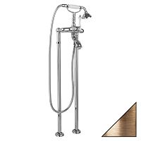 Смеситель Cezares MARGOT-VDP-02-Bi для ванны, с ручным душем, напольный, бронза,ручки белые