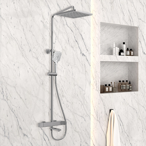 Душевая стойка Vincea VSFS-1C1CH Cube с изливом, хром Душевая стойка Vincea VSFS-1C1CH Cube с изливом, хром