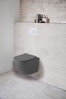 Унитаз Vincea VT1-14SMA Globo подвесной, безободковый, 37х49 см, ультратонкое сиденье Soft-close, антрацит матовый