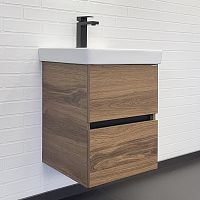 Тумба Comforty 00-00013694 Дартфорд подвесная 45х45 см, с раковиной Адриана 45, дуб темно-коричневый