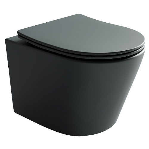 Унитаз Ceramica Nova CN6000MDH Balearica Rimless подвесной, 36.5х49 см, глубокий смыв, с ультра тонкой крышкой-сиденьем, темный антрацит матовый Унитаз Ceramica Nova CN6000MDH Balearica Rimless подвесной, 36.5х49 см, глубокий смыв, с ультра тонкой крышкой-сиденьем, темный антрацит матовый