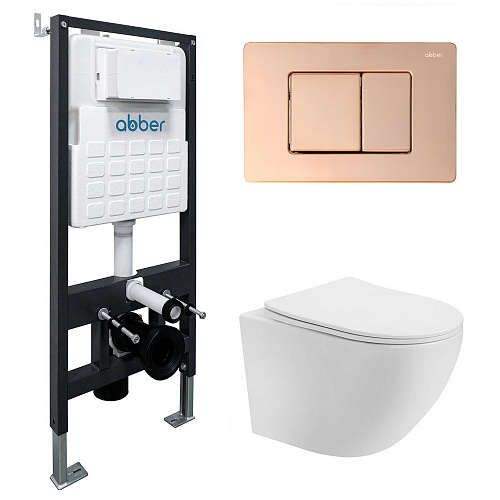 Инсталляция с подвесным унитазом Abber BEQUEM AC1100T-AC0105-AC0120RG