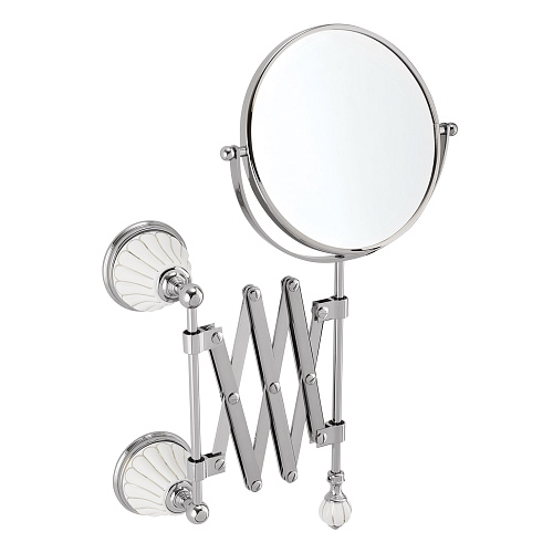 Зеркало Migliore 17552 Olivia оптическое настенное пантограф, белый с декором платина/хром купить недорого в интернет-магазине Керамос