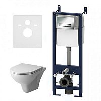 Комплект AM.PM IS30251.901700 Gem: подвесной унитаз с сиденьем микролифт + инсталляция + клавиша, хром