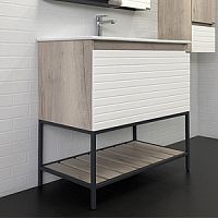 Тумба Comforty 00-00007441 Страсбург напольная 90х47 см, с раковиной Quadro 90, дуб дымчатый