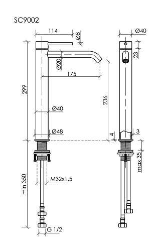 Смеситель для раковины Sancos Etna SC9002BN