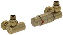 Терморегулятор Сунержа 051-1422-0000 автоматический 3D, правый, G 1/2" НР х G 3/4" НГ (набор), состаренная латунь