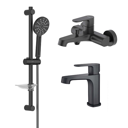 Комплект Aquatek AQ1230MB Оберон для ванной Set 3 в 1 (AQ1210MB + AQ1240MB + AQ2014MB), черный матовый