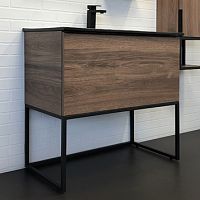 Тумба Comforty 00-00006655 Равенна напольная 90х47 см, с раковиной 90E, дуб темно-коричневый/черный