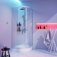 Душевое ограждение AM.PM WK88EG X-Joy с душевой системой, 80х80 см, хром/прозрачное