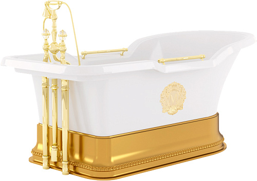 Ванна Migliore 25813 Impero Podium на подиум 180х87х76 см, слив-перелив золото + 2 дек., белая