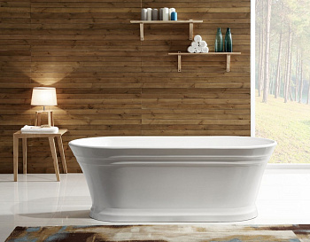 BelBagno BB402-1500-79 Отдельностоящая, овальная акриловая ванна в комплекте со сливом-переливом цвета хром Цвет:Белый