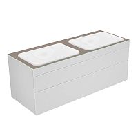 Тумба Keuco 31574730100 Edition 400 под умывальник 140х53.5 см, белый/стекло матовое трюфель