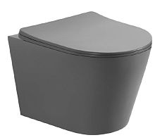 Унитаз Aquatek AQ1905-MG Вега безободковый 52.5х36 см, тонкое сиденье с механизмом плавного закрывания, серый матовый