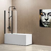 Шторка на ванну Vincea VSB-12114CLB, 114х140 см, профиль черный/стекло прозрачное