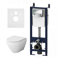 Комплект AM.PM IS30251.701700 Spirit: подвесной унитаз с сиденьем микролифт + инсталляция + клавиша, хром