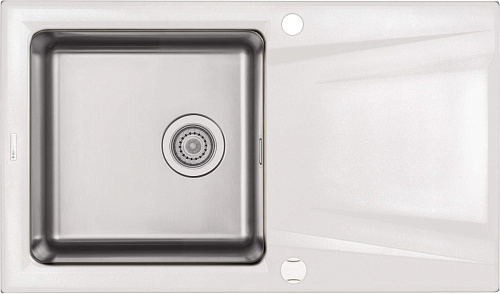 Мойка Deante ZSR_A113 Prime кухонная гранитно-стальная 86х50 см, алебастр/сталь