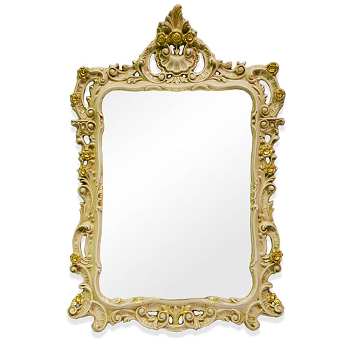 Зеркало TW в раме 71х107 см, цвет рамы  слоновая кость,золото,TW02002avorio,oro купить недорого в интернет-магазине Керамос