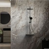 Душевая стойка Vincea VSFS-3I12TMB Inspire термостатическая с изливом, черный матовый