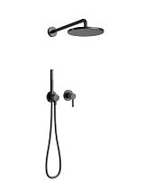 Душевой комплект 3 Keuco 59603370001 IXMO: однорычажный смеситель на 2 потребителя, с круглыми розетками, черный матовый Душевой комплект 3 Keuco 59603370001 IXMO: однорычажный смеситель на 2 потребителя, с круглыми розетками, черный матовый