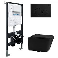Комплект: Унитаз, Инсталляция, Кнопка смыва Abber Rechteck AC1201MB-AC0105-AC0121MB Комплект: Унитаз, Инсталляция, Кнопка смыва Abber Rechteck AC1201MB-AC0105-AC0121MB