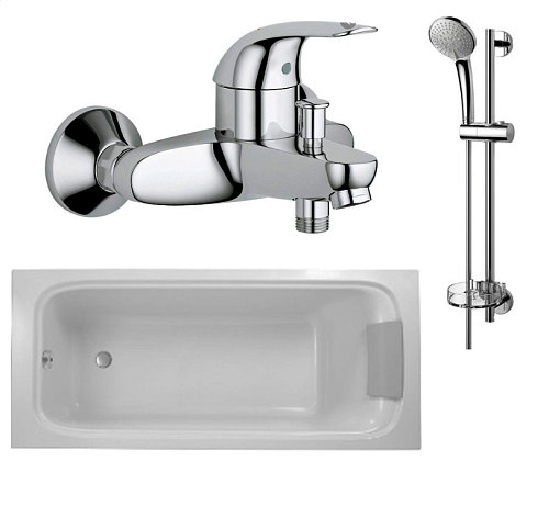 Сет №99_E6D030RU-00, Ванна (White) + 32743000, Смеситель для ванны (Chrome) + B9415AA, Душевой набор снят с производства