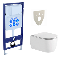 Комплект Aquatek SET Европа New: рама Standard INS-0000012 + унитаз AQ1106L-00 с тонким сиденьем с механизмом плавного закрывания, белый