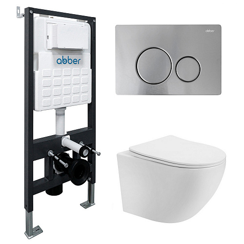 Инсталляция с подвесным унитазом Abber BEQUEM AC1100T-AC0105-AC0121MCH