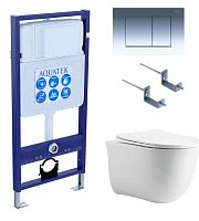 Комплект Aquatek SET Классик cm-010 4 в 1: рама Standard INS-0000012 + крепеж KKI-0000002 + кнопка KDI-0000010 + унитаз AQ1112-00 с крышкой-сиденьем Soft-close, белый