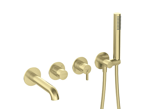 Смеситель Deante BQS_R18P Silia для ванны встраиваемый с душевым гарнитуром, брашированное золото Смеситель Deante BQS_R18P Silia для ванны встраиваемый с душевым гарнитуром, брашированное золото