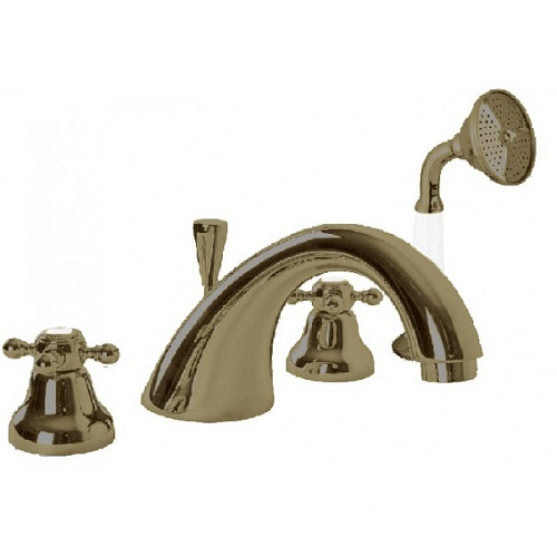 Смеситель Cezares GOLF-BVD-02 на борт ванны с ручным выдвижным душем бронза, ручки бронза